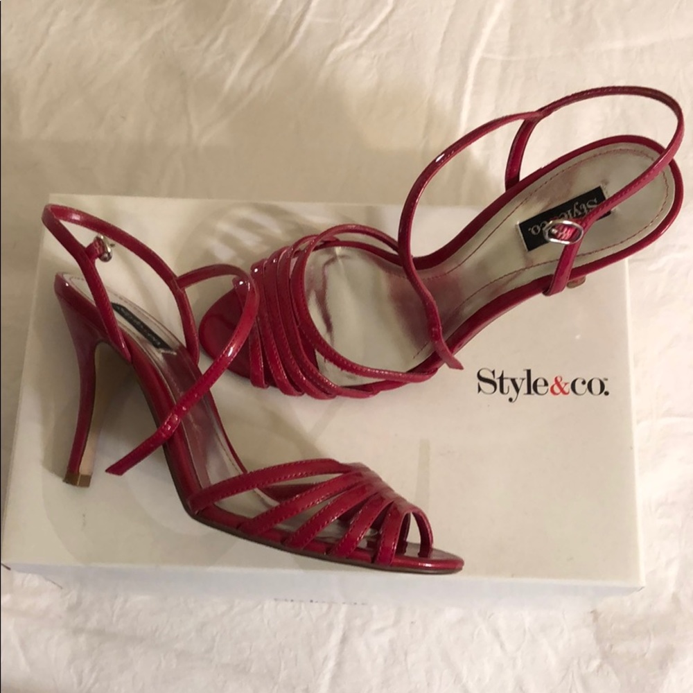 Pink high heel sandals